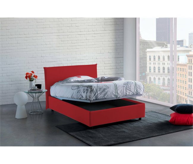 Cama plaza y media en tela Rojo