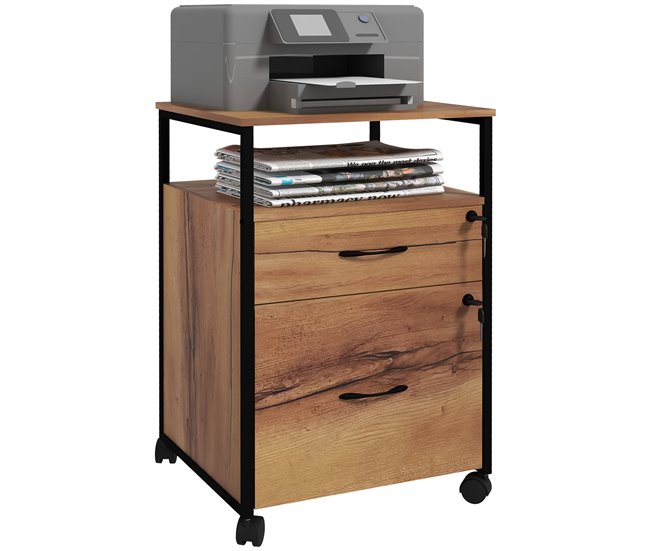 Cajonera de Oficina Melamina de Madera, Acero Vinsetto Marron