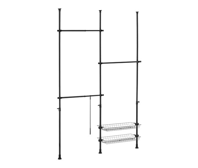 Perchero burro ropa telescópico Kemi Ajustable  3 x ganchos Negro