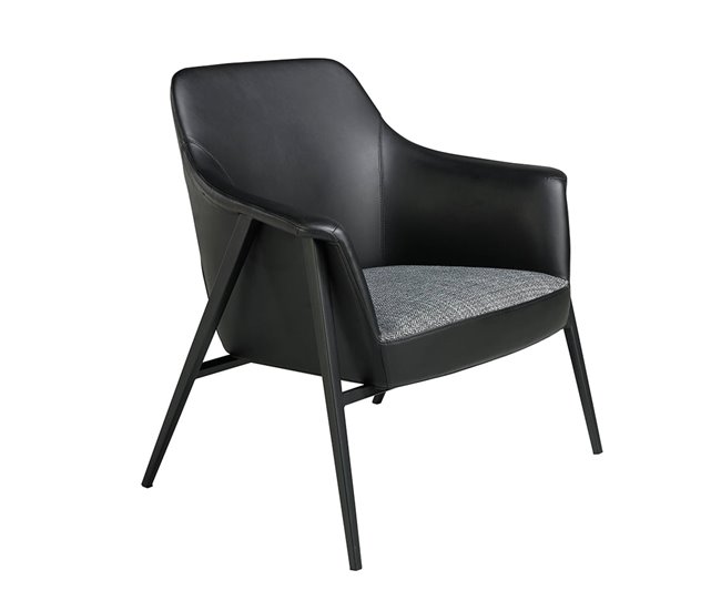 ANGEL CERDA Sillón tela gris y polipiel negro Gris