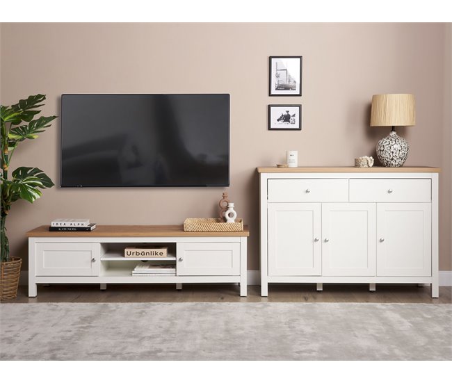 Beliani Mueble TV ATOCA Blanco/ Beige