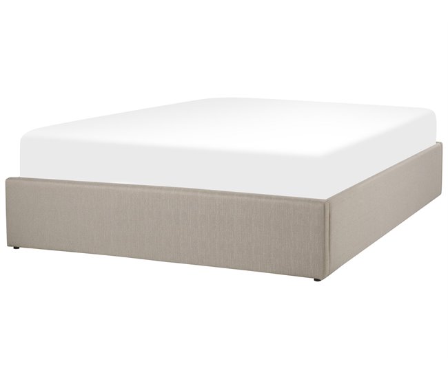 Beliani Cama con somier Poliéster DINAN 147x214 Beige