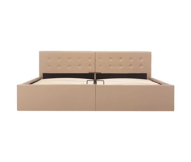 Cama canapé hidráulica cuero sintético 180x200 Marron