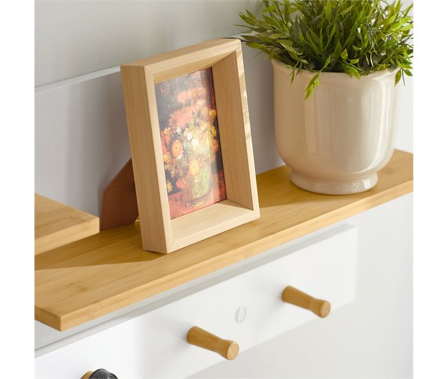 Perchero de pared en 2 partes FHK21-WN SoBuy Natural/ Blanco