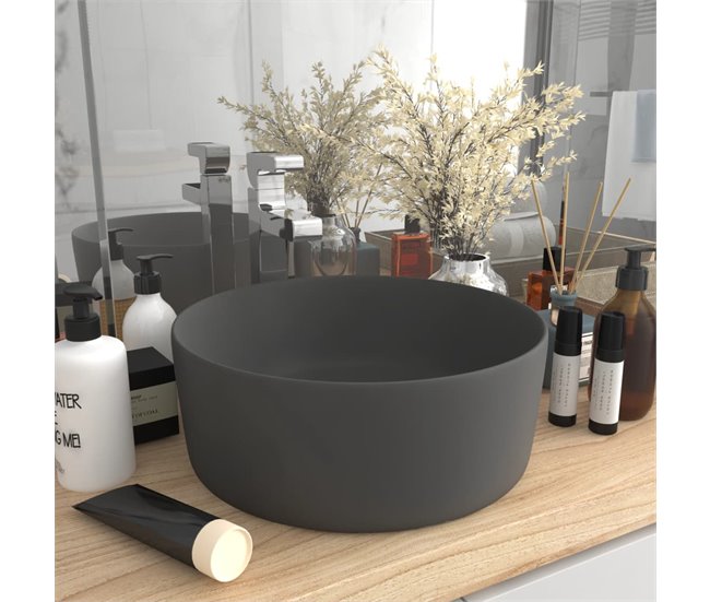 Lavabo de lujo redondo cerámica Gris Oscuro