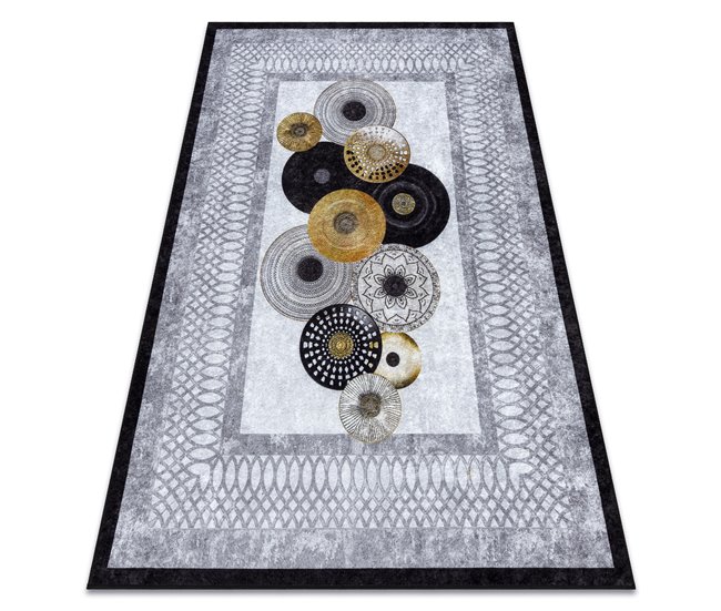 Alfombra lavable MIRO 51130.807 círculos marco 120x170 Gris