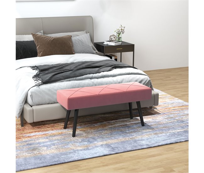 Banco de Cama Poliéster, Espuma HOMCOM Rosa