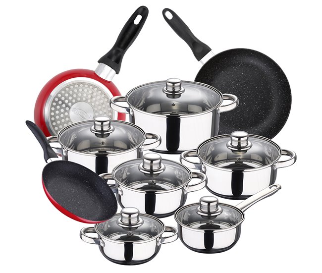 Bateria de cocina 12 piezas con juego de sartenes Multicolor