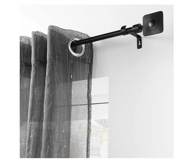 Acomoda Textil – Barra Cortina Extensible Metal Remate Cuadrado. Negro