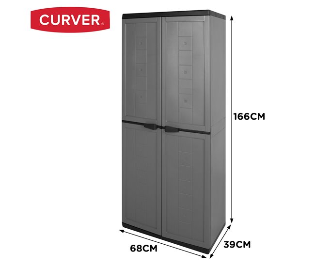 Curver Armario alto resina 3 estantes Gris