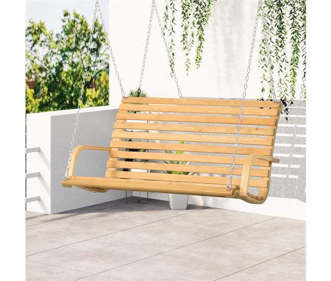 Banco Columpio Madera de Alerce Outsunny Marron