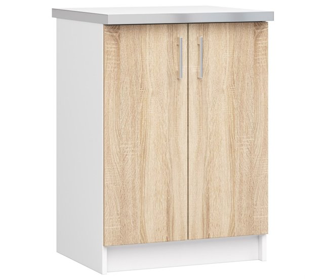 Armario de Cocina Independiente LIMA AKORD con 2 estantes 60 Blanco/ Madera