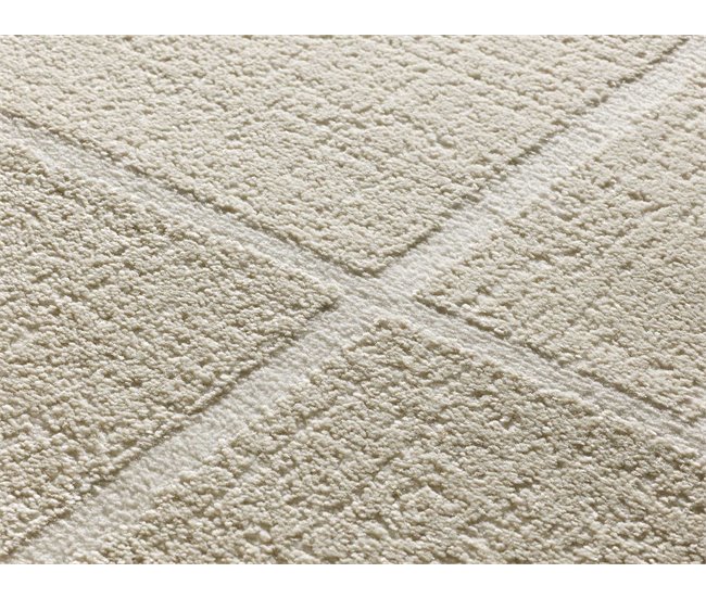 Alfombra geométrica con relieve FLORA - ATTICGO 80x150 Blanco/ Plateado