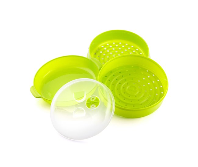 Vaporera Doble para Microondas IG814038 Verde