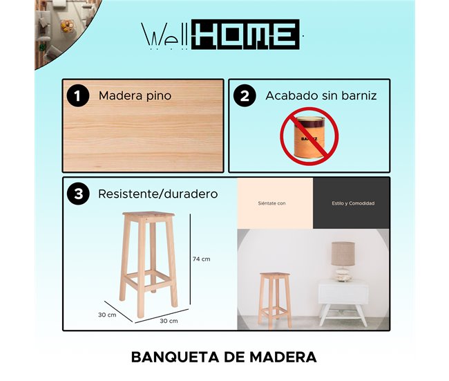 Banqueta rústica Natural