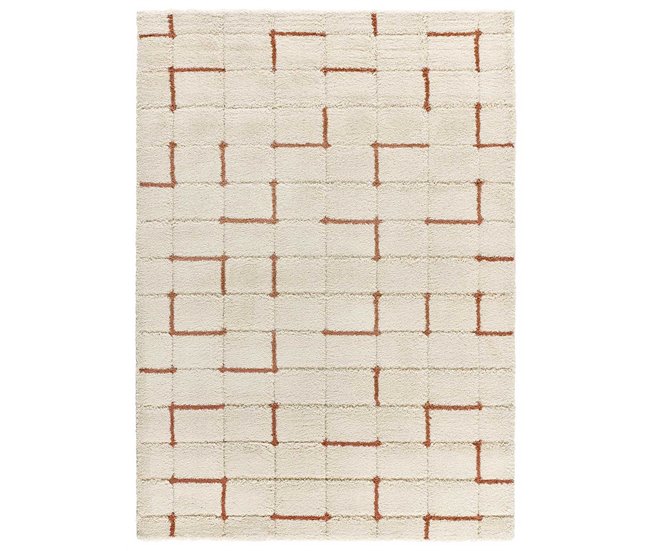 Alfombra shaggy geométrica con relieve BRENDA - ATTICGO 60x120 Cobre