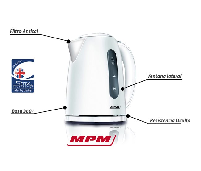 Hervidor de Agua Eléctrico MPM MCZ-85 Blanco