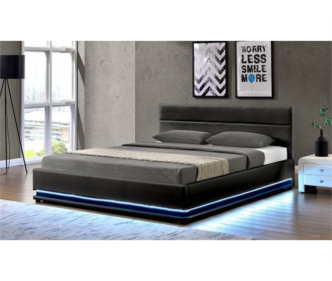 Cama con LED 191x213 Negro