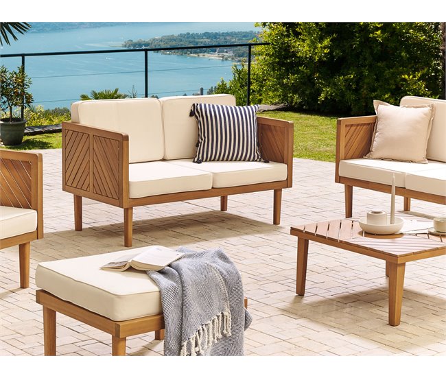 Beliani Sofá de jardín Madera de acacia BARATTI Beige
