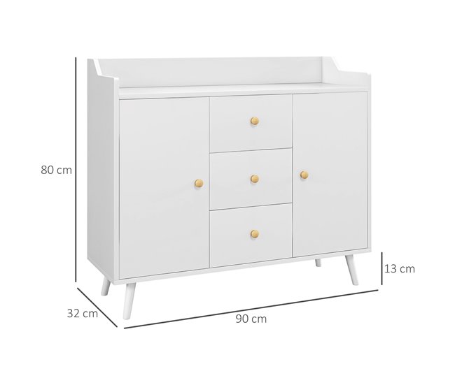 Aparador de Salón Melamina de Madera HOMCOM Blanco