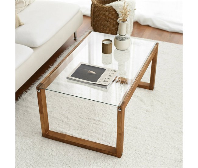 Mesa de centro de madeira 85x55 Marron