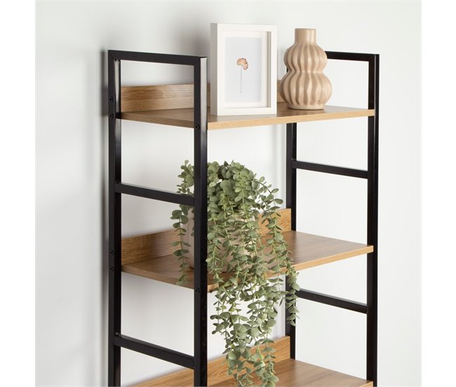 Max Home Estantería madera 4 estantes Negro/ Madera