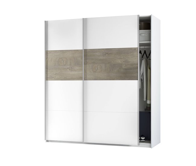 Armario 2 puertas efecto madera 180 Blanco/ Madera