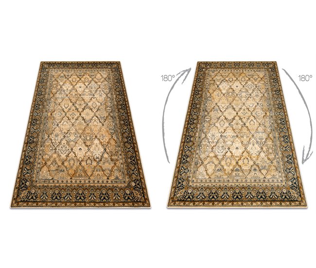 Alfombra de lana OMEGA Grenada Marco diamantes oriental 235x350 Marron Claro