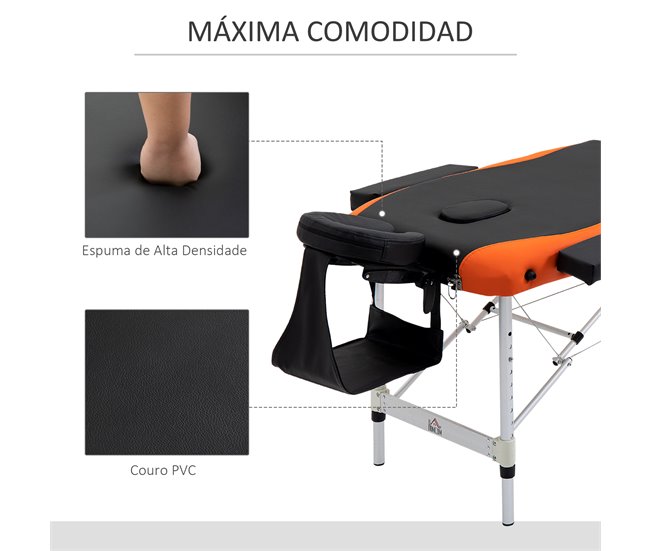 Camilla de Masaje Plegable PU, Aluminio, Plástico HOMCOM Multicolor