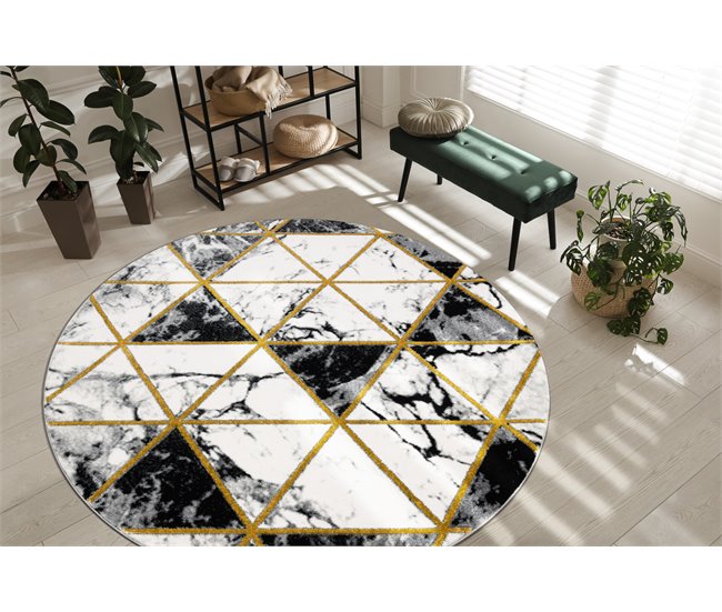 Alfombra EMERALD exclusivo 1020 circulo - glamour 160x160 Negro