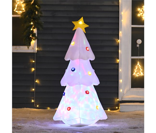 Árbol de Navidad Inflable Poliéster HOMCOM Blanco
