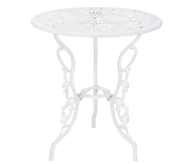 [casa.pro] Set bistro aluminio fundido mesa + 2 sillas Blanco
