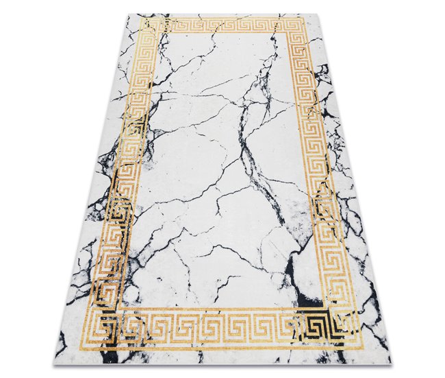 Alfombra lavable ANDRE 1126 Mármol griego 120x170 Blanco