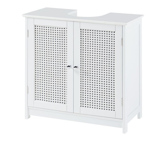 Mueble para debajo del lavabo Karlsøy con puertas MDF Blanco