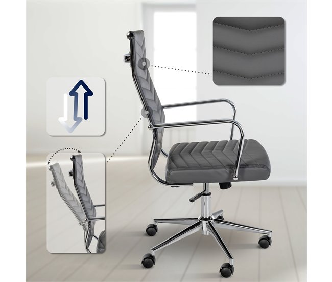 Silla de oficina - Canby - Simil cuero Gris