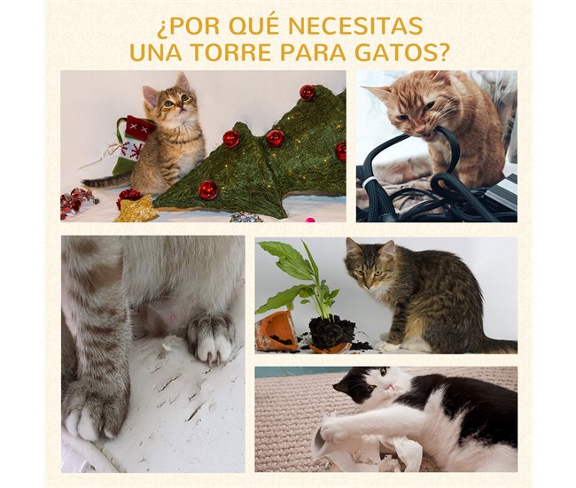 Árbol para Gatos Aglomerado de Madera, Sisal y Felpa PawHut Gris