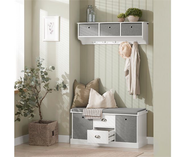 Banco Zapatero con 2 cajones y 2 cestas FSR66-HG SoBuy Gris