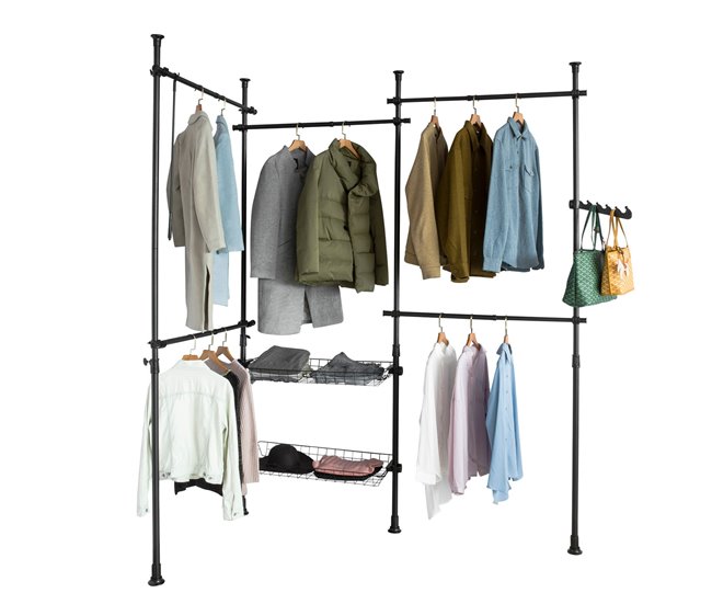 Perchero de Ropa Telescópico Altura Ajustable KLS04-SCH SoBuy Negro