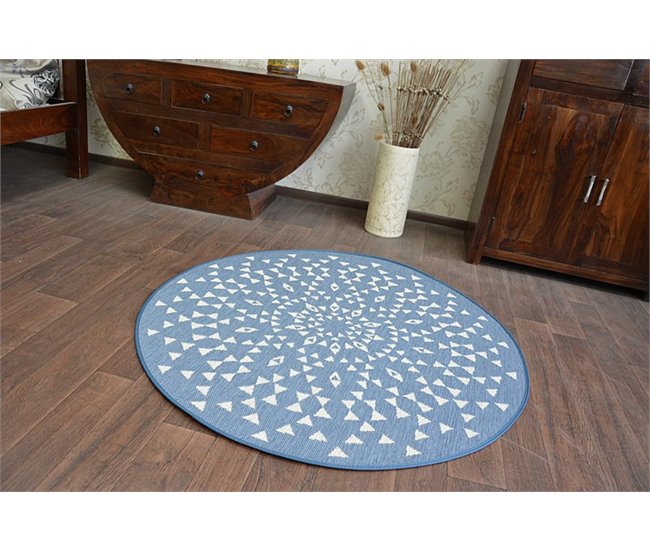 Alfombra de cuerda sisal FLAT círculo Vidriero 120x120 Azul