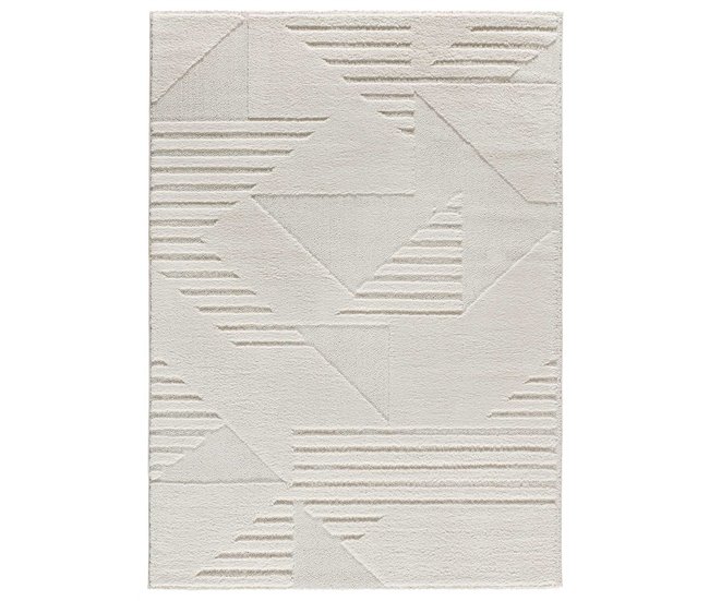 Alfombra geométrica con relieve NUMA - ATTICGO 200x290 Crema