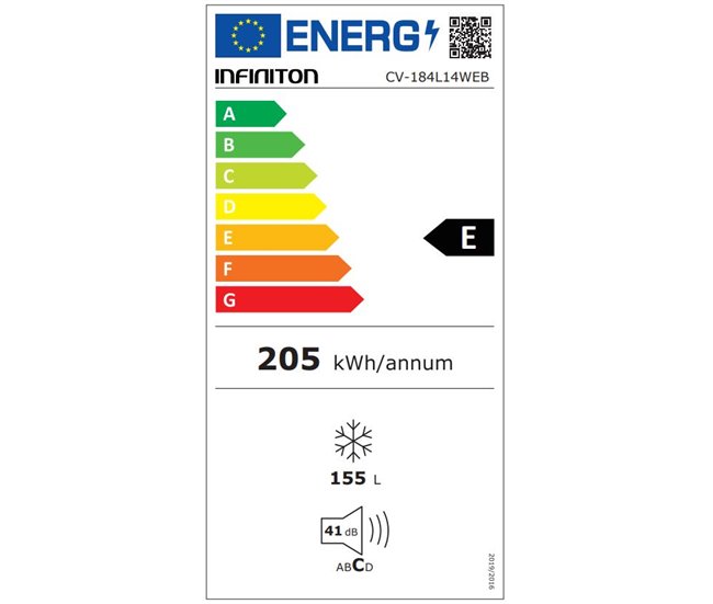 Congelador Vertical Infiniton CV-184L14WEB, 155 l, E, Total No Frost Blanco