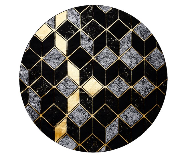 Alfombra GLOSS círculo moderno 400B 86 elegante glamour 120x120 Negro