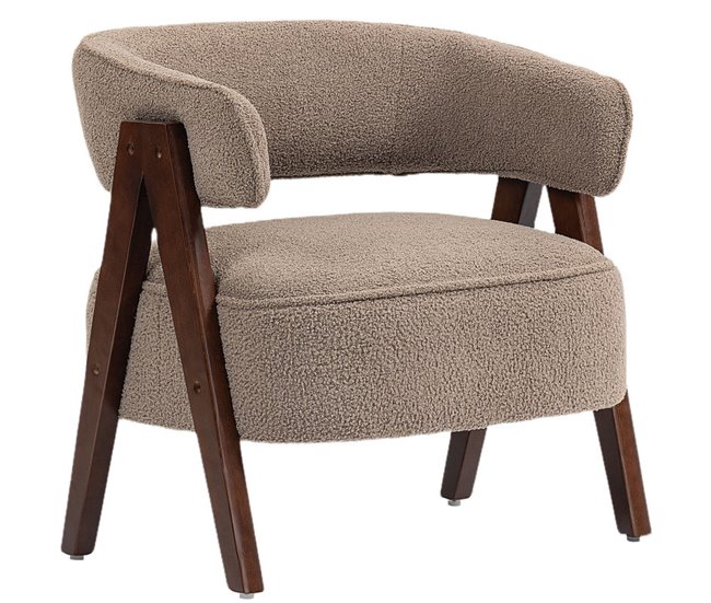 Butaca de Salón Borreguito, Madera de Caucho HOMCOM Marron