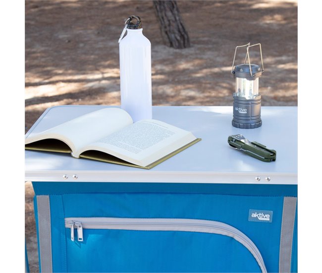 Aktive Armario de tela plegable camping c/4 niveles Azul