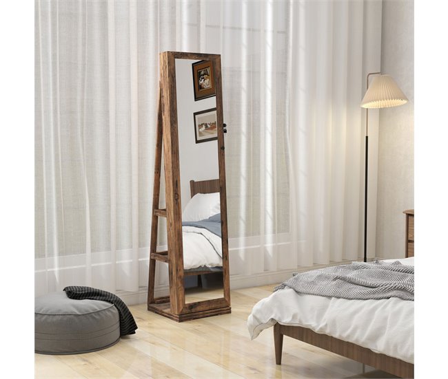 Espejo Joyero MDF, Vidrio HOMCOM, hogar - decoración Rojo