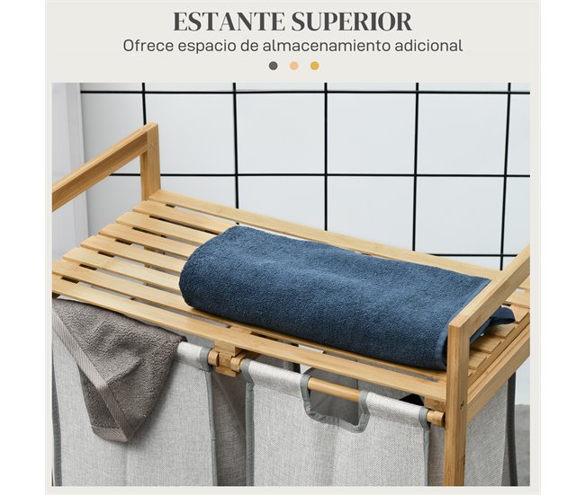 Cesto para Ropa Bambú HOMCOM, hogar - baño Madera Clara