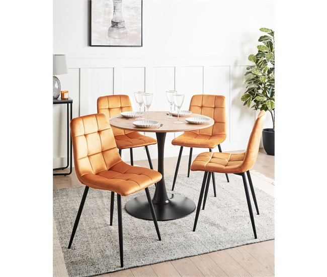 Beliani Silla de comedor POWELL Naranja
