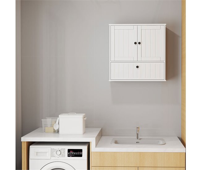 Armario de Pared MDF HOMCOM, hogar - baño Blanco