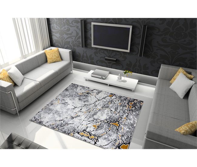 Alfombra GLOSS moderno 528A 58 Mármol Roca elegante glamour 80x150 Gris