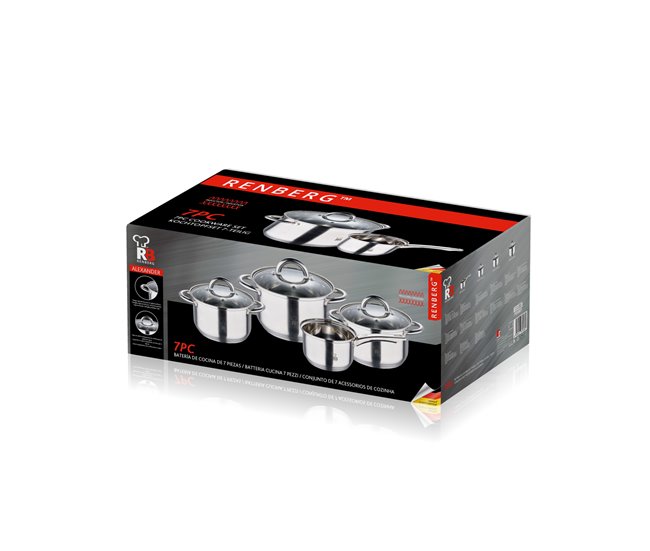 Set de batería de cocina ALEXANDER 7 piezas marca BERGNER  Inox